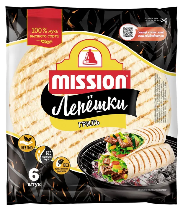 Mission Лепешка 250г GRILL пшеничная 