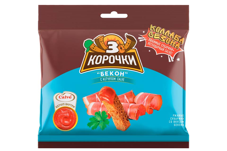 Сухарики рж. 3Корочки 60г+25мл Бекон+кетчуп KDV