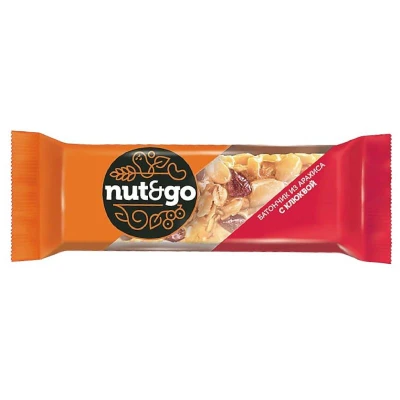 Батончик NUT&amp;GO с арахисом и клюквой 42г KDV
