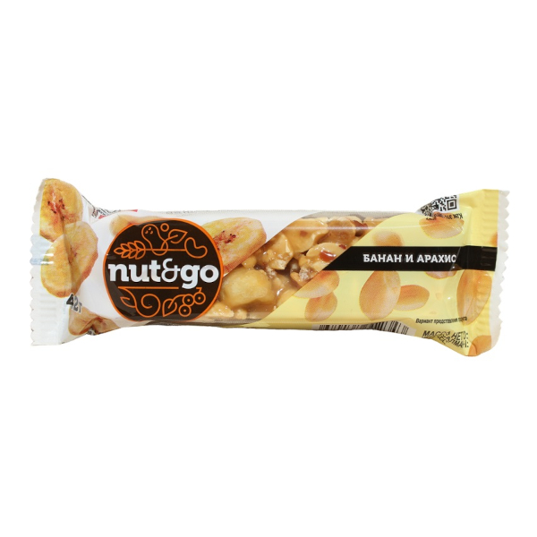 Батончик глазир. NUT&amp;GO арахис и банан 42г KDV