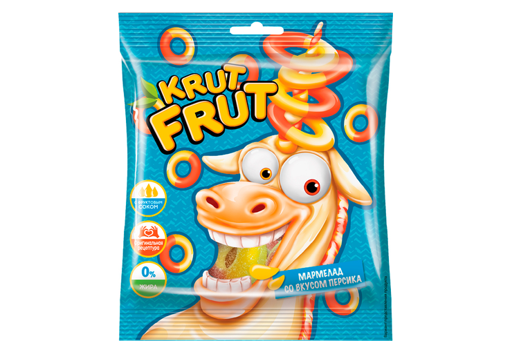 Мармелад жевательный  KRUTFRUT Колечки со вкус. персика 0,5кг KDV