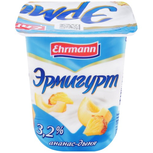 Йогурт Эрмигурт молочный 3,2% ананас-дыня 100г