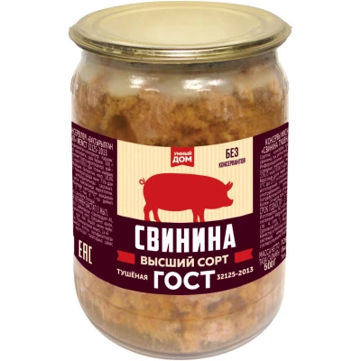 Свинина тушеная ГОСТ в/с 500г с/б Умный дом 