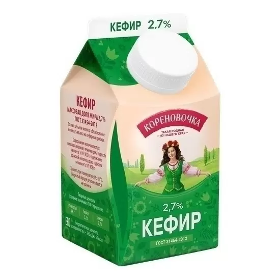 Кефир 2,7% 450г пюрпак Кореновочка БЗМЖ
