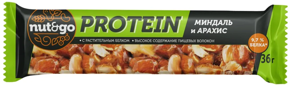 Батончик Protein Nut&amp;Go миндаль и арахис 36г KDV