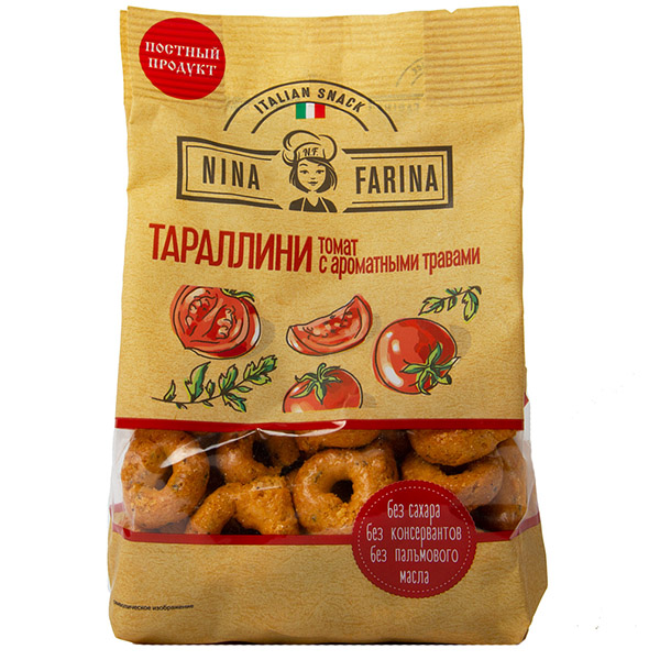 Таралини Томат и аромат. травы 180г Nina Farina KDV