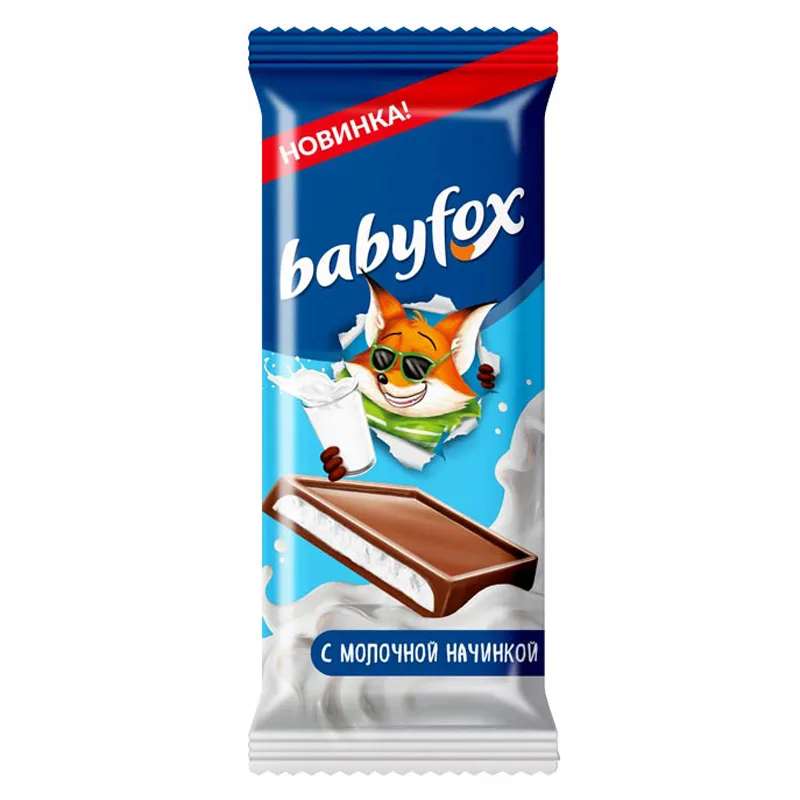 Шоколад babyfox с молочной начинкой 24г KDV