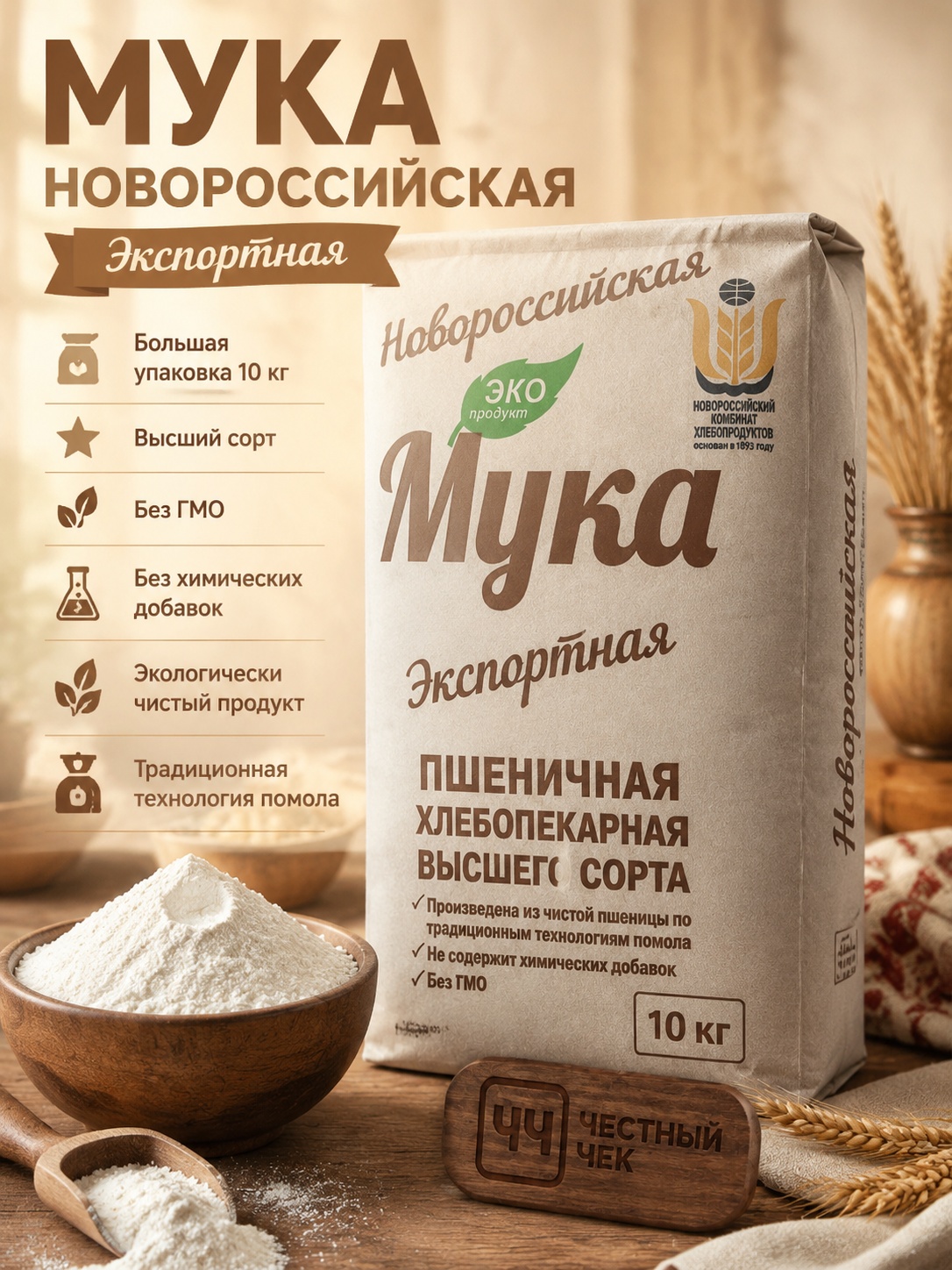 Мука НОВОРОССИЙСКАЯ "Экспортная" в/с 10кг