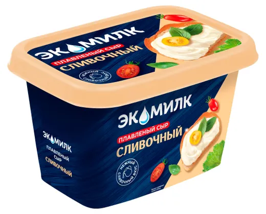 Сыр плавленный Сливочный 350г(ванночка) Экомилк