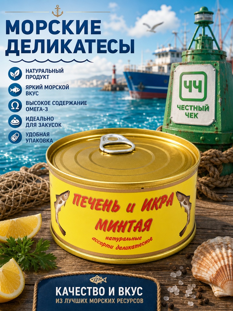 Печень+икра минтая ж/б 120г "Кайтес"