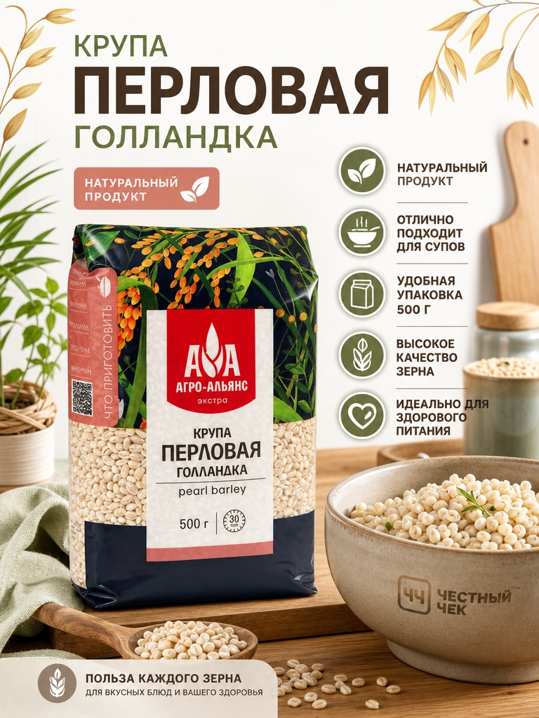 Крупа Перловая голландка 500г АгроАльянс