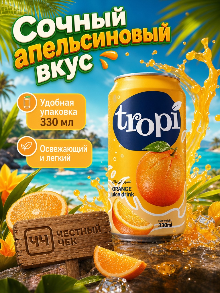 Напиток б/а TROPI 330мл с Апельсиновым соком