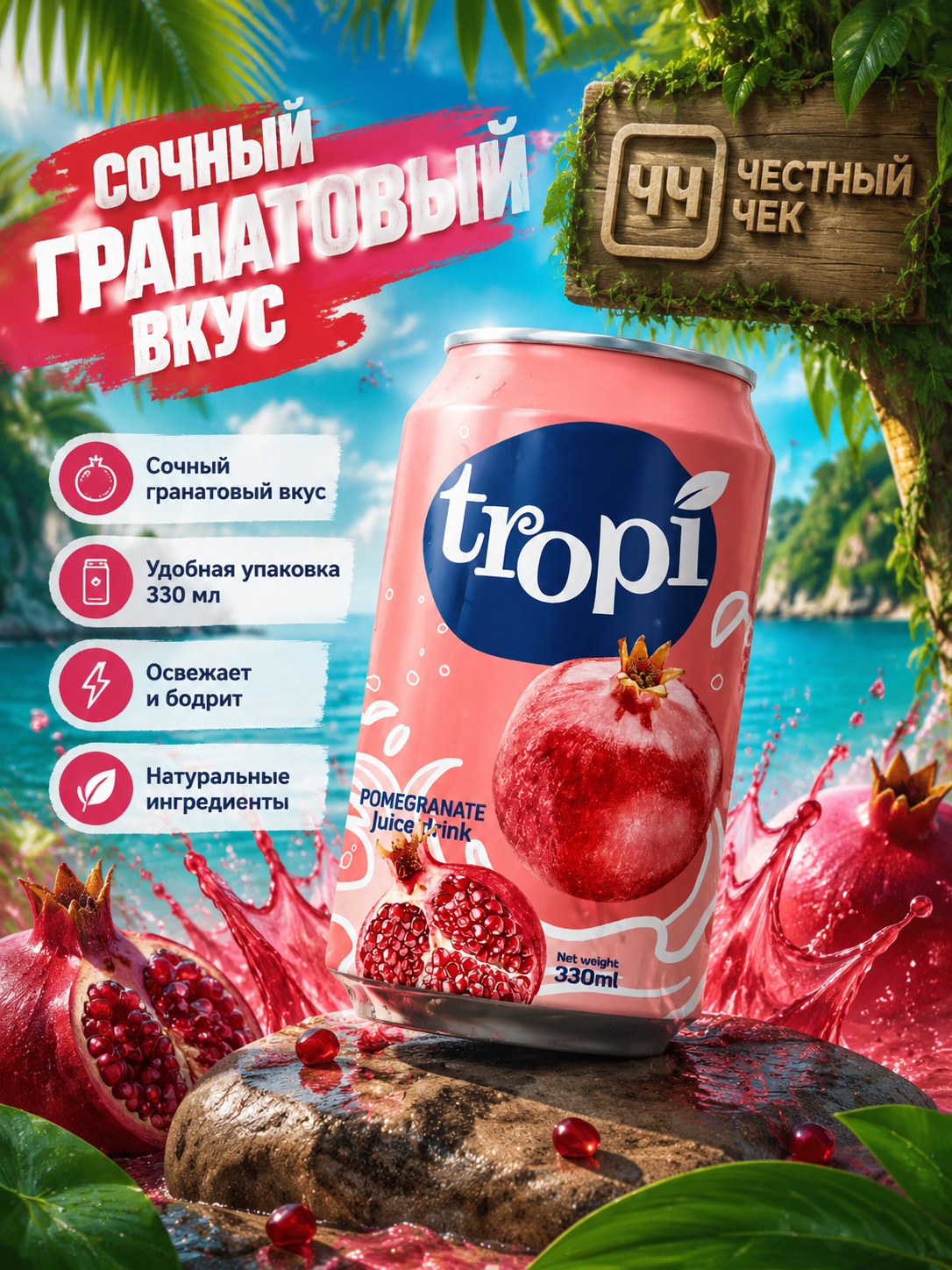 Напиток б/а TROPI 330мл с Гранатовым соком