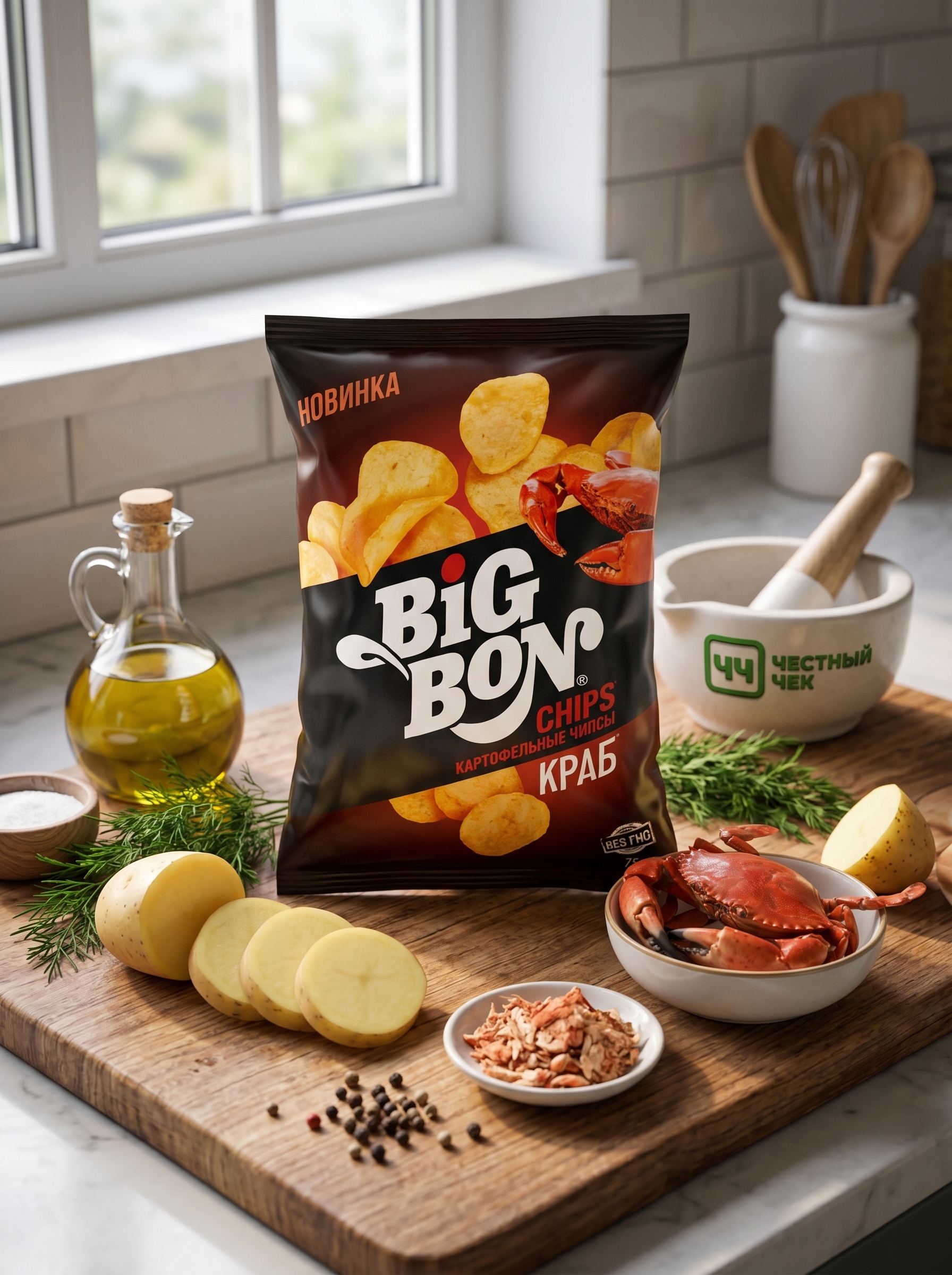 Чипсы Картофельные BIGBON Краб 75г пакет