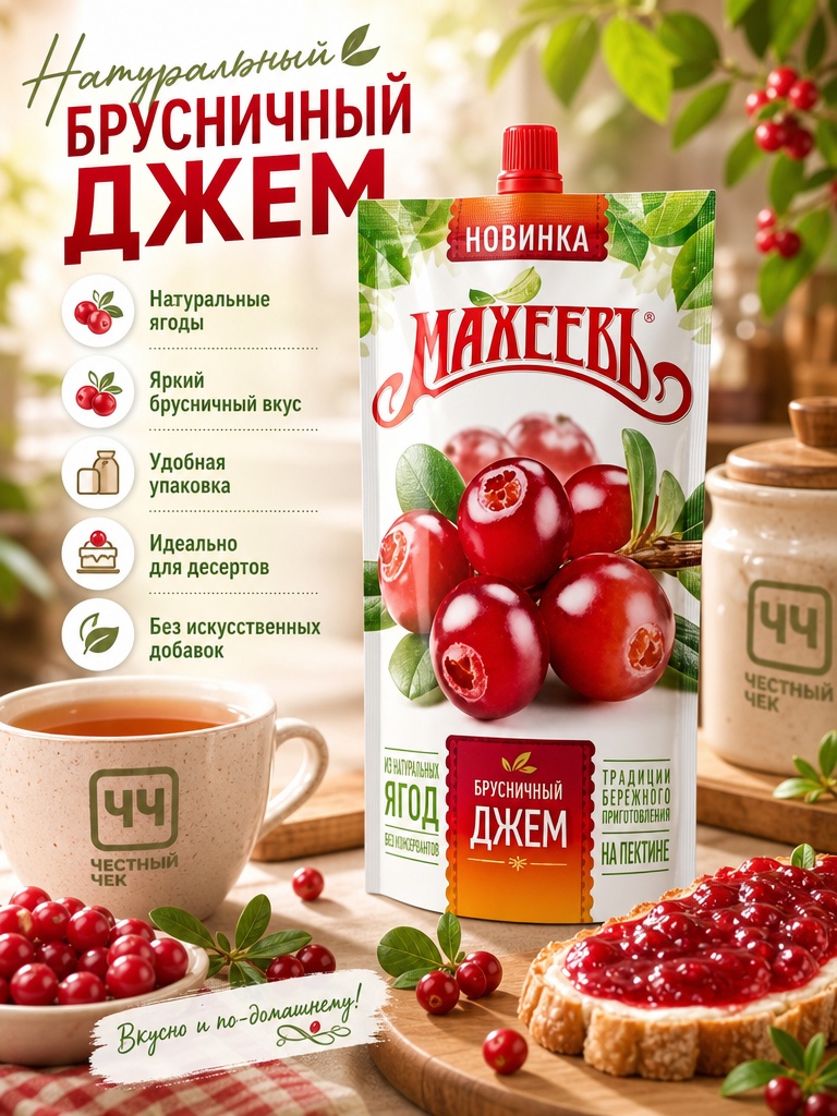 Джем Брусничный 300г  м/у Махеев