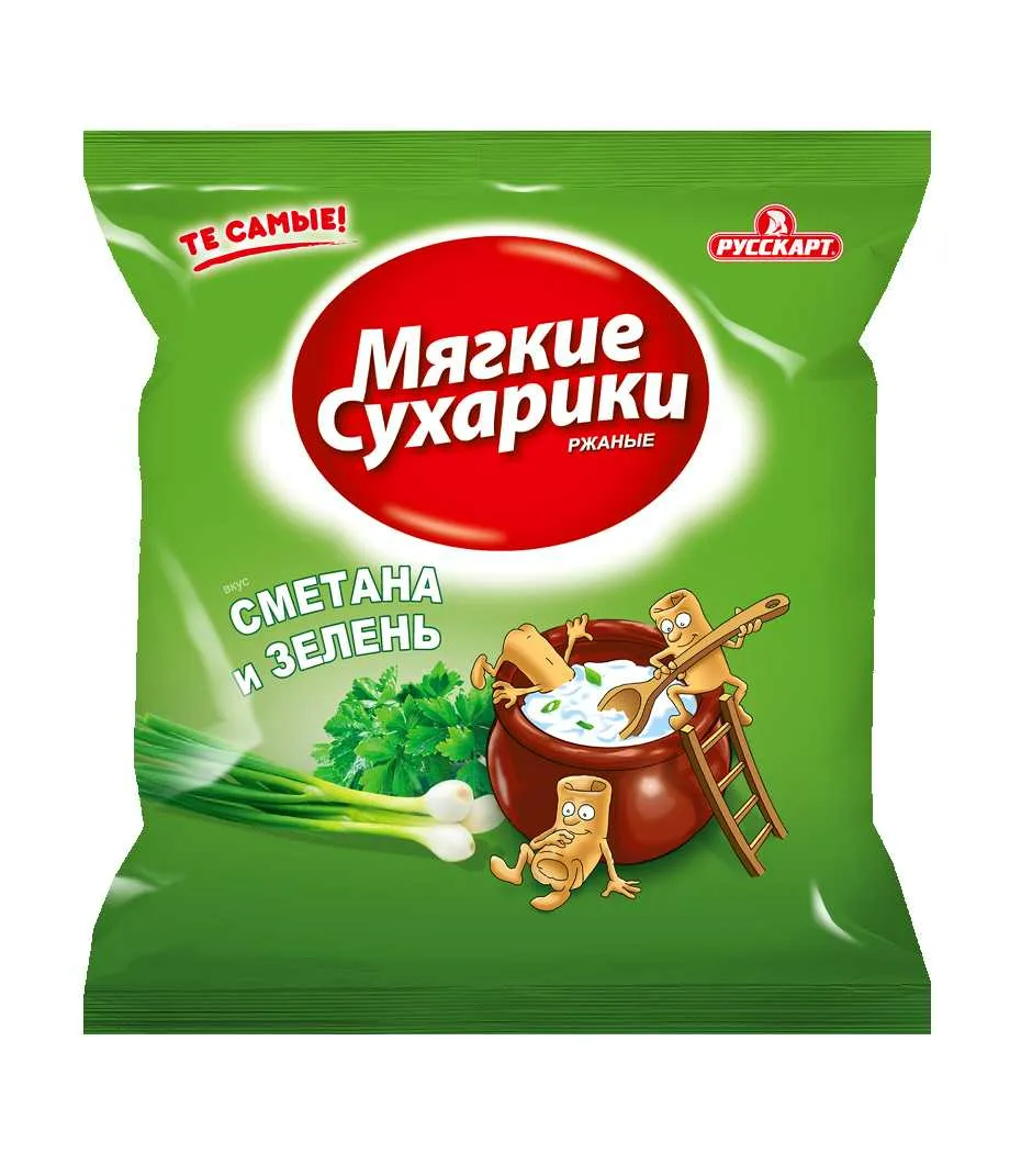 МЯГКИЕ сухарики 38г вкус Сметана и зелень Русскарт