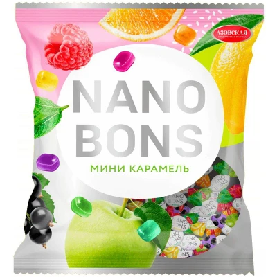Карамель леденцовая NANO BONS мини 150г Азовская к/ф